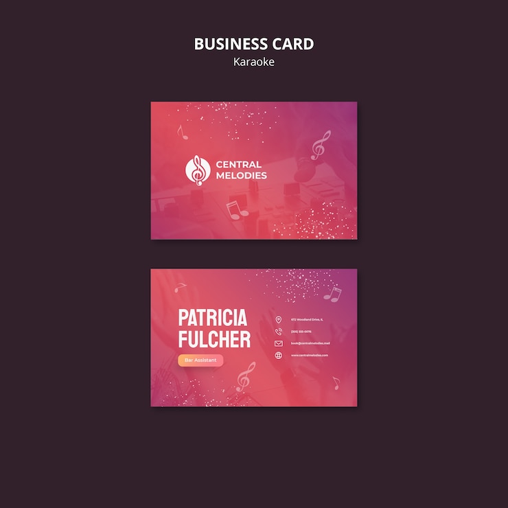 PSD gratuito plantilla de tarjeta de visita de fiesta de karaoke degradado