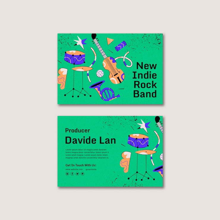 PSD gratuito plantilla de tarjeta de visita horizontal de banda de música rock indie