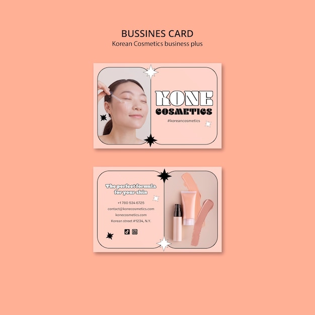 PSD gratuito plantilla de tarjeta de visita horizontal de cosméticos de belleza coreana