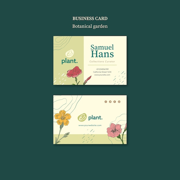 PSD gratuito plantilla de tarjeta de visita de jardín botánico