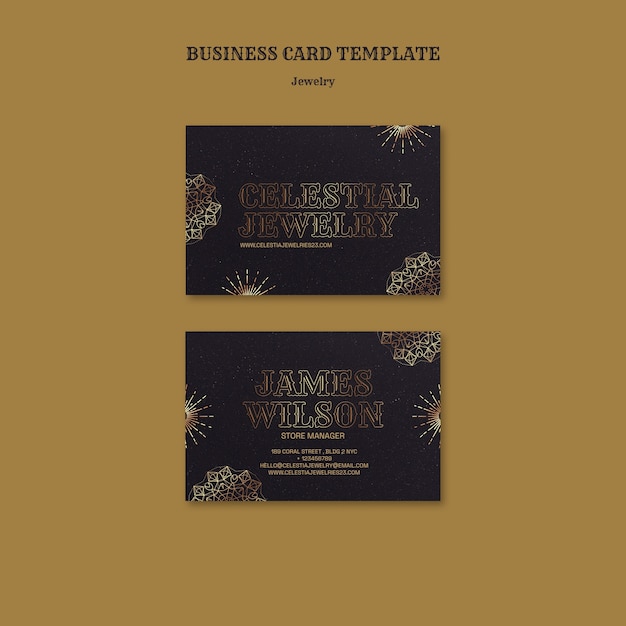 plantilla de tarjeta de visita de joyería de estilo celestial