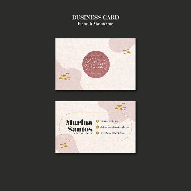 Plantilla de tarjeta de visita de macarons franceses