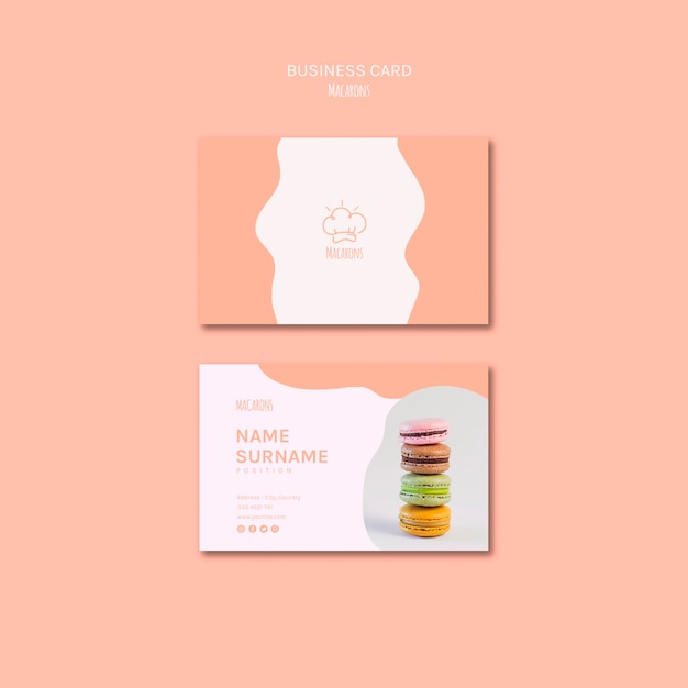 PSD gratuito plantilla de tarjeta de visita con macarons