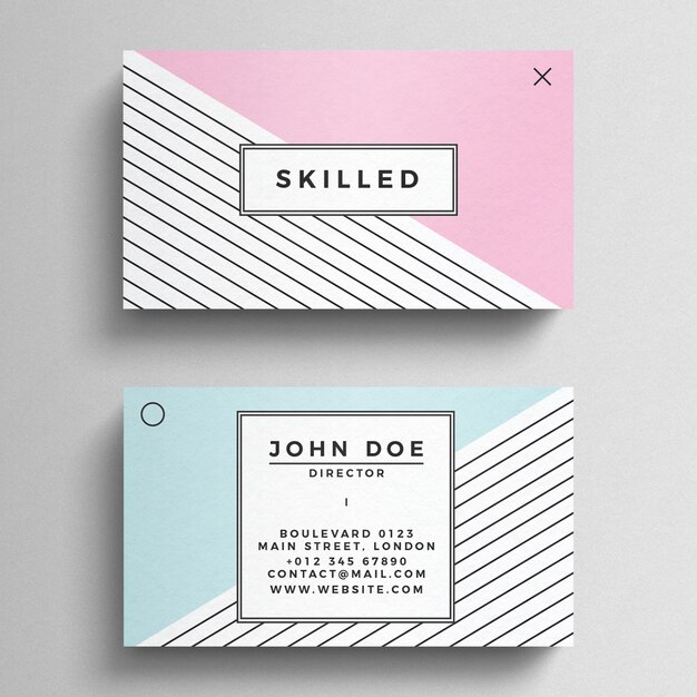 Plantilla de tarjeta de visita minimalista en colores pastel