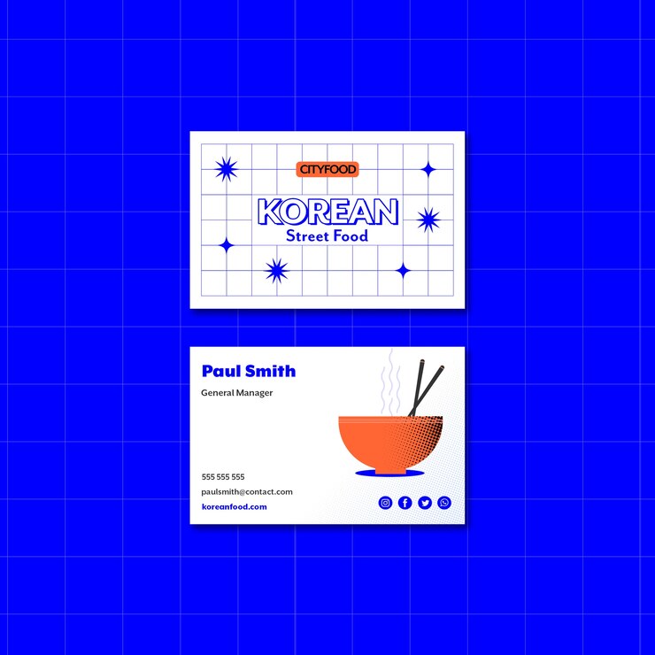 PSD gratuito plantilla de tarjeta de visita de restaurante de comida coreana