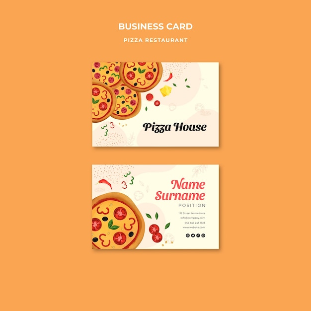 PSD gratuito plantilla de tarjeta de visita de restaurante de pizza