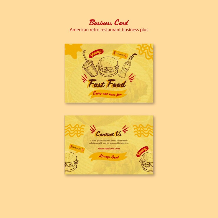 PSD gratuito plantilla de tarjeta de visita de restaurante retro americano