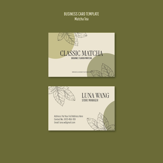 Plantilla de tarjeta de visita de té matcha