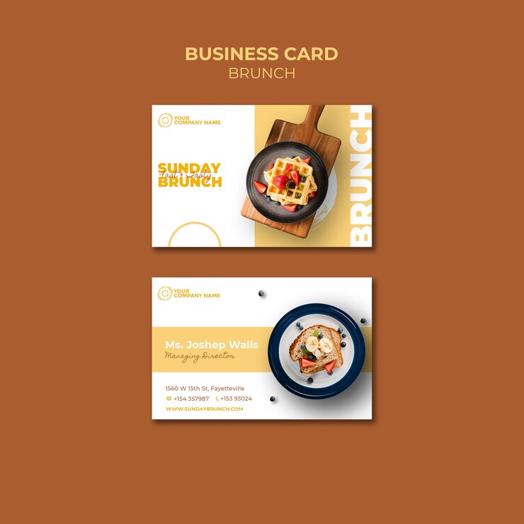 PSD gratuito plantilla de tarjeta de visita con tema de brunch