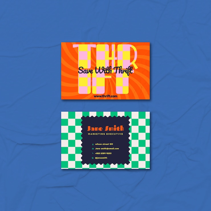 PSD gratuito plantilla de tarjeta de visita de tienda de segunda mano de diseño plano