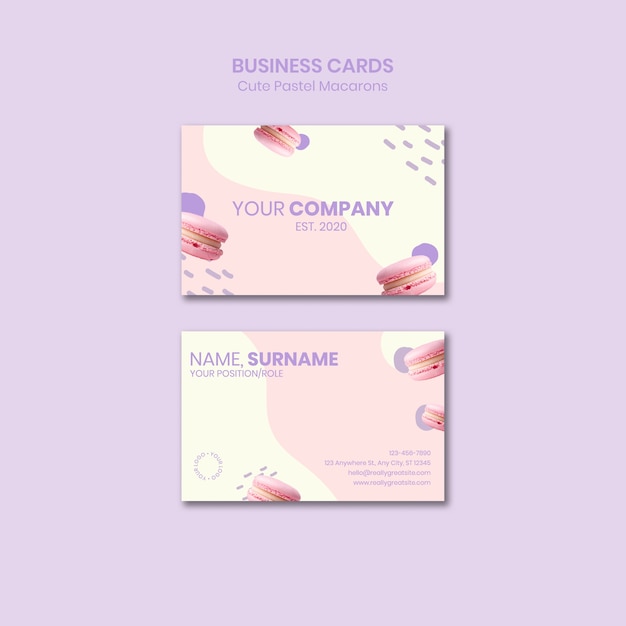 Plantilla de tarjetas de visita Macarons