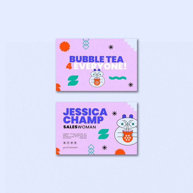 Plantilla de té de burbujas de diseño plano