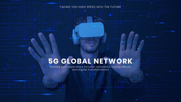 Plantilla de tecnología de red 5G presentación de negocios de computadora psd