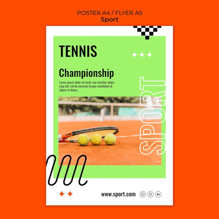 PSD gratuito plantilla de tenis de diseño plano