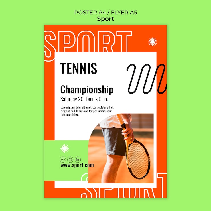 PSD gratuito plantilla de tenis de diseño plano