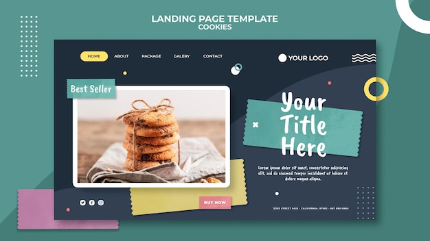 PSD gratuito plantilla de tienda de cookies de página de destino