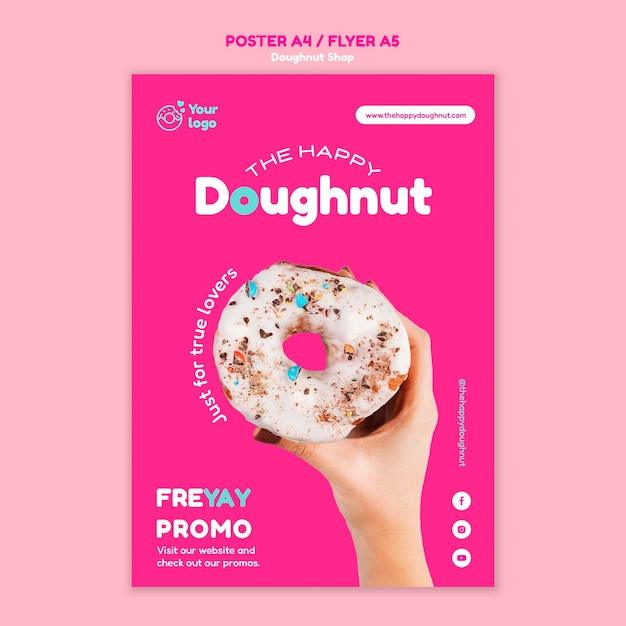 PSD gratuito plantilla de tienda de donas de diseño plano