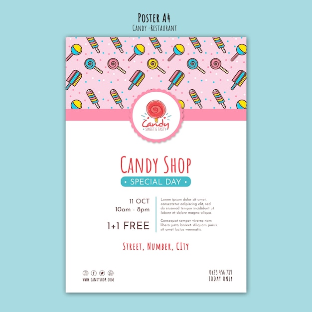 Plantilla de tienda de dulces para póster