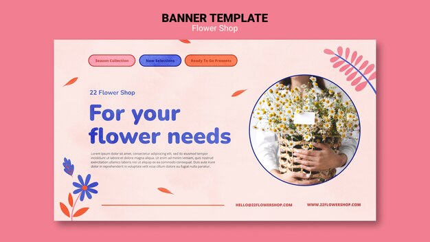 Plantilla de tienda de flores minimalista de diseño plano