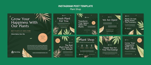 PSD gratuito plantilla de tienda de plantas de diseño plano