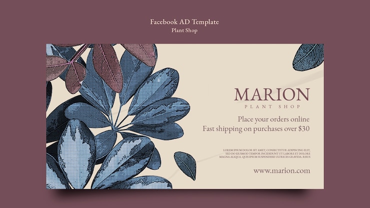 PSD gratuito plantilla de tienda de plantas de diseño plano