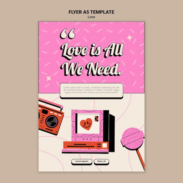 Plantilla de tipo de amor de diseño plano