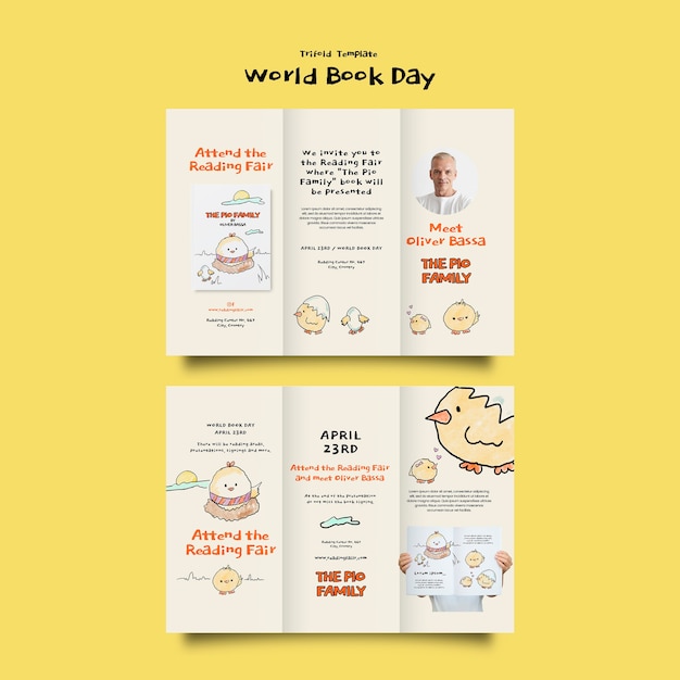plantilla tripla del día mundial del libro