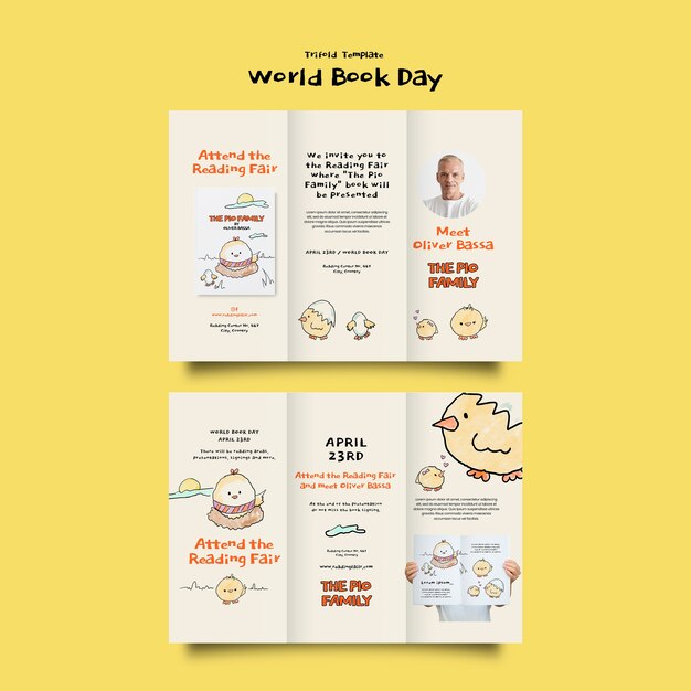 plantilla tripla del día mundial del libro