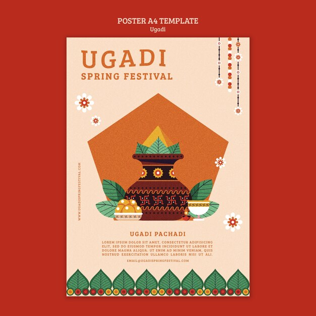 Plantilla ugadi de diseño plano