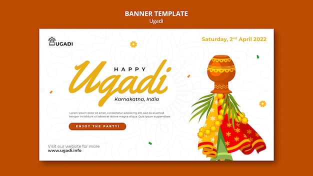 Plantilla ugadi de diseño plano
