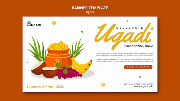 Plantilla ugadi de diseño plano