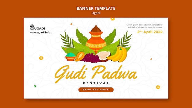 Plantilla ugadi de diseño plano