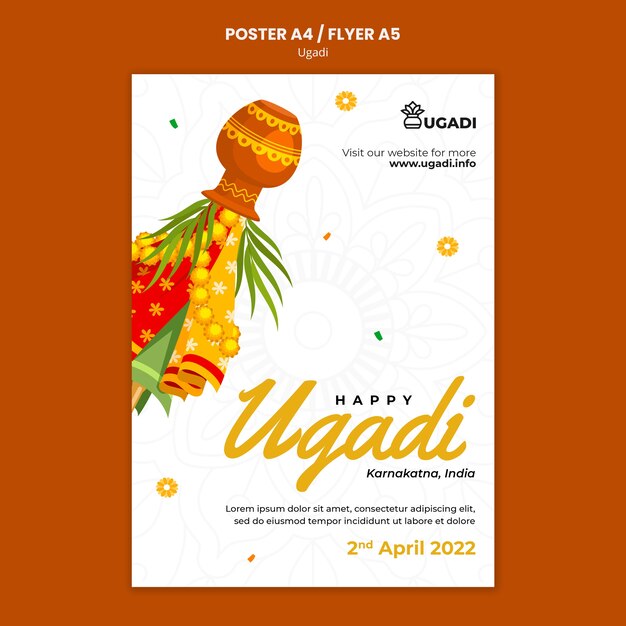 Plantilla ugadi de diseño plano