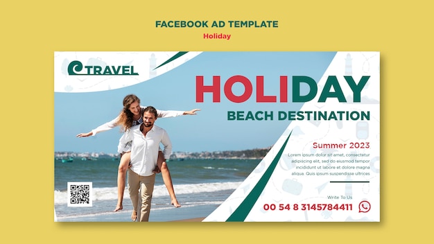 PSD gratuito plantilla de vacaciones de diseño plano