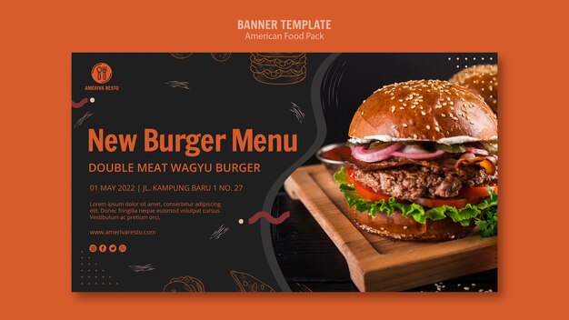Plantilla de vales con concepto de comida americana