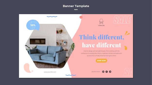 Plantilla de venta de diseño plano de banner