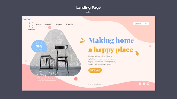 PSD gratuito plantilla de venta de diseño plano de página de destino
