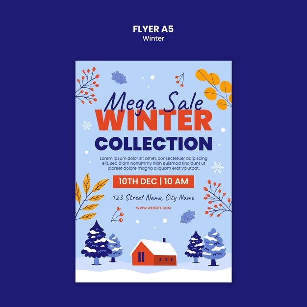 plantilla de venta de invierno de diseño plano