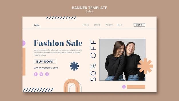 PSD gratuito plantilla de venta de moda de diseño plano