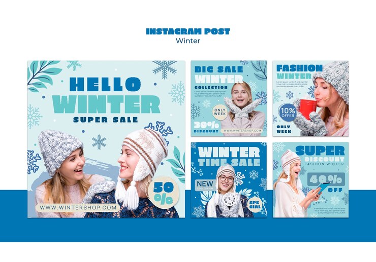 PSD gratuito plantilla de ventas de invierno de diseño plano