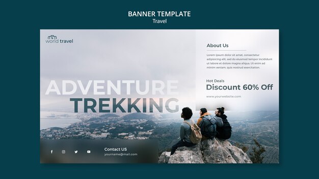 Plantilla de viaje de diseño plano de banner