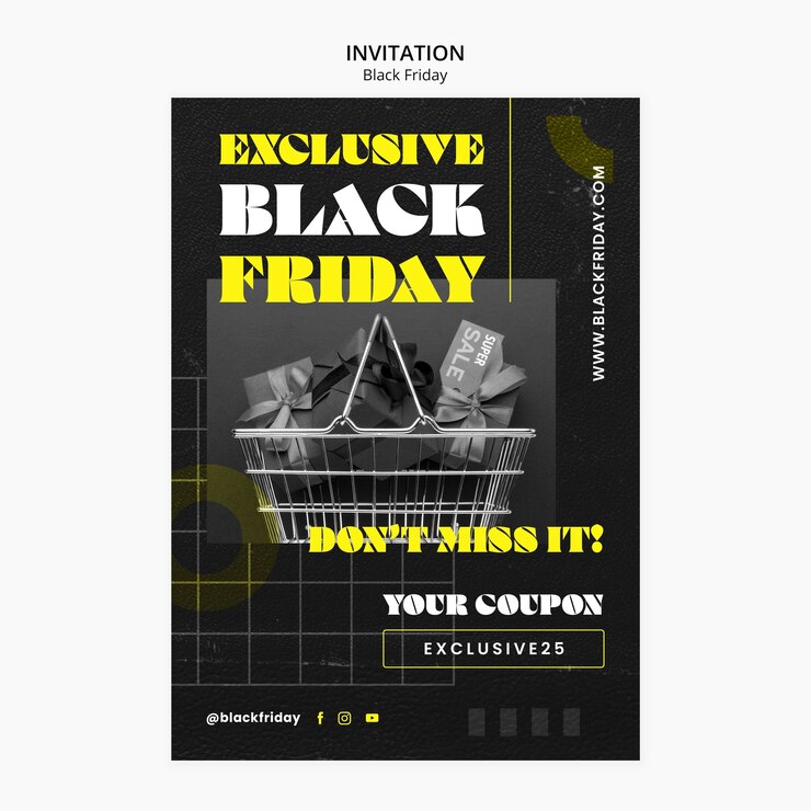 PSD gratuito plantilla de viernes negro de diseño plano