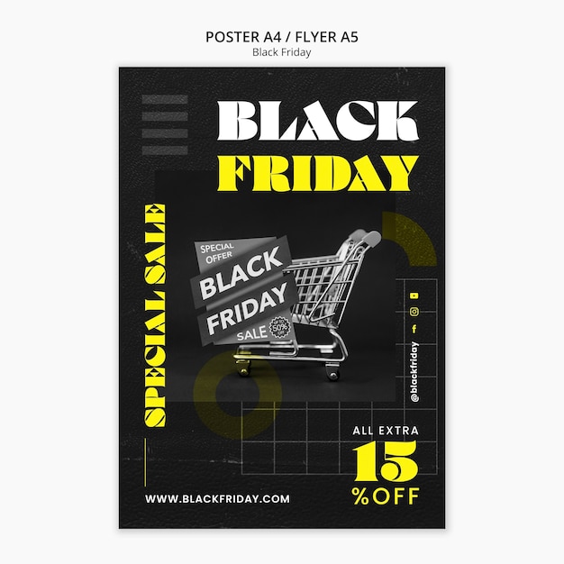 PSD gratuito plantilla de viernes negro de diseño plano