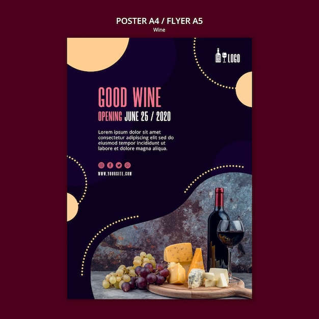 PSD gratuito plantilla de vino para el concepto de póster