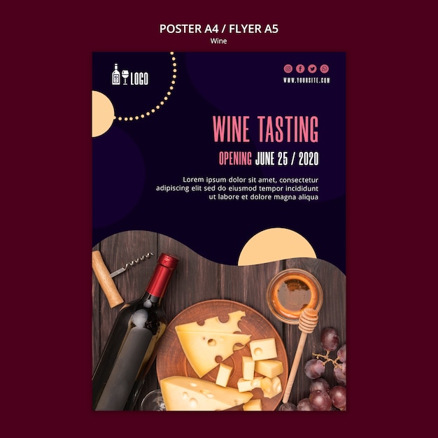 PSD gratuito plantilla de vino para póster