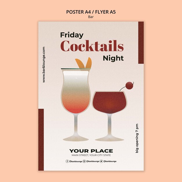 Plantilla de volante de bar y salón dibujado a mano