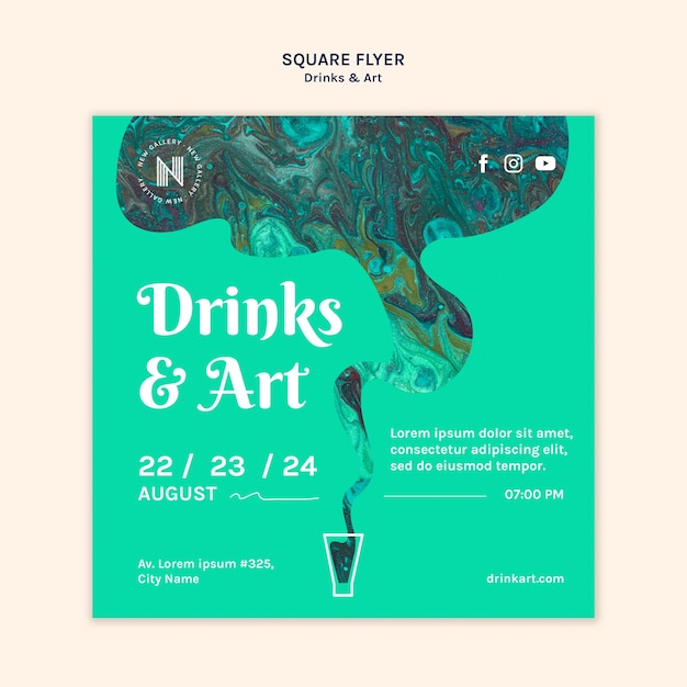 PSD gratuito plantilla de volante de bebidas y arte