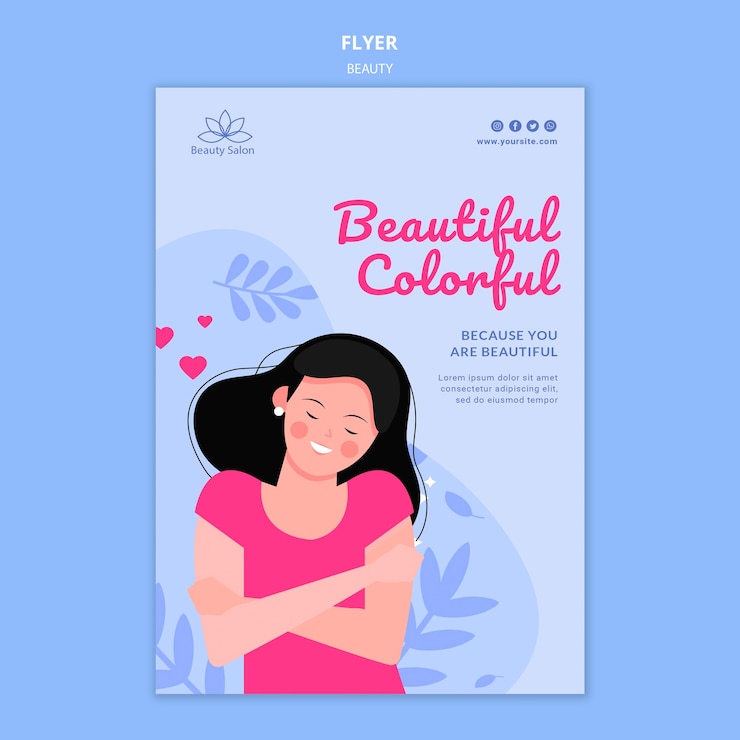 PSD gratuito plantilla de volante de belleza ilustrada