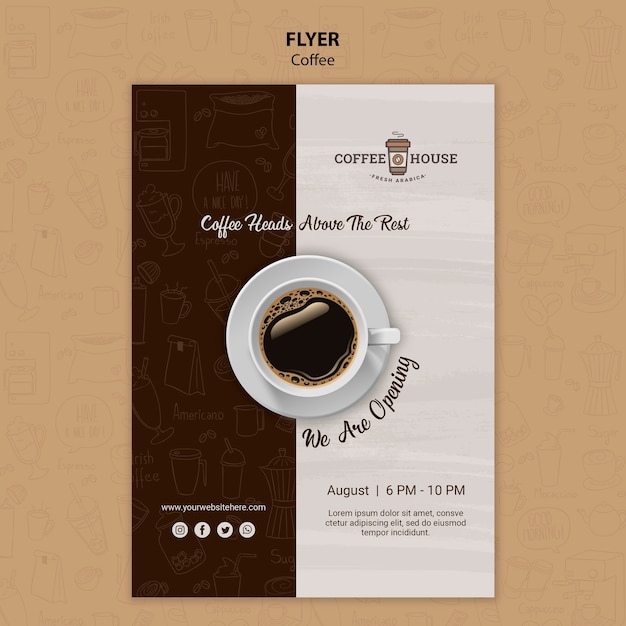 Plantilla de volante de cafetería
