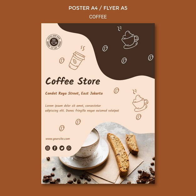 Plantilla de volante de cafetería